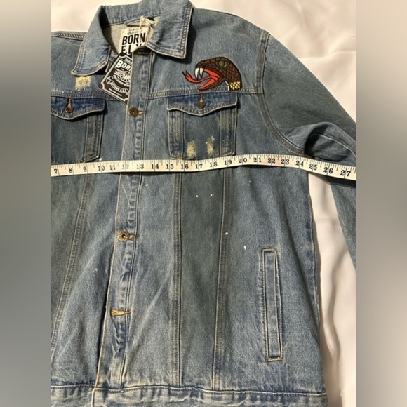 Born Fly Tint Wash Embroidered Jacket Denim Trucker Gadwall 2X Eagle New w Tags - Picture 4 of 13